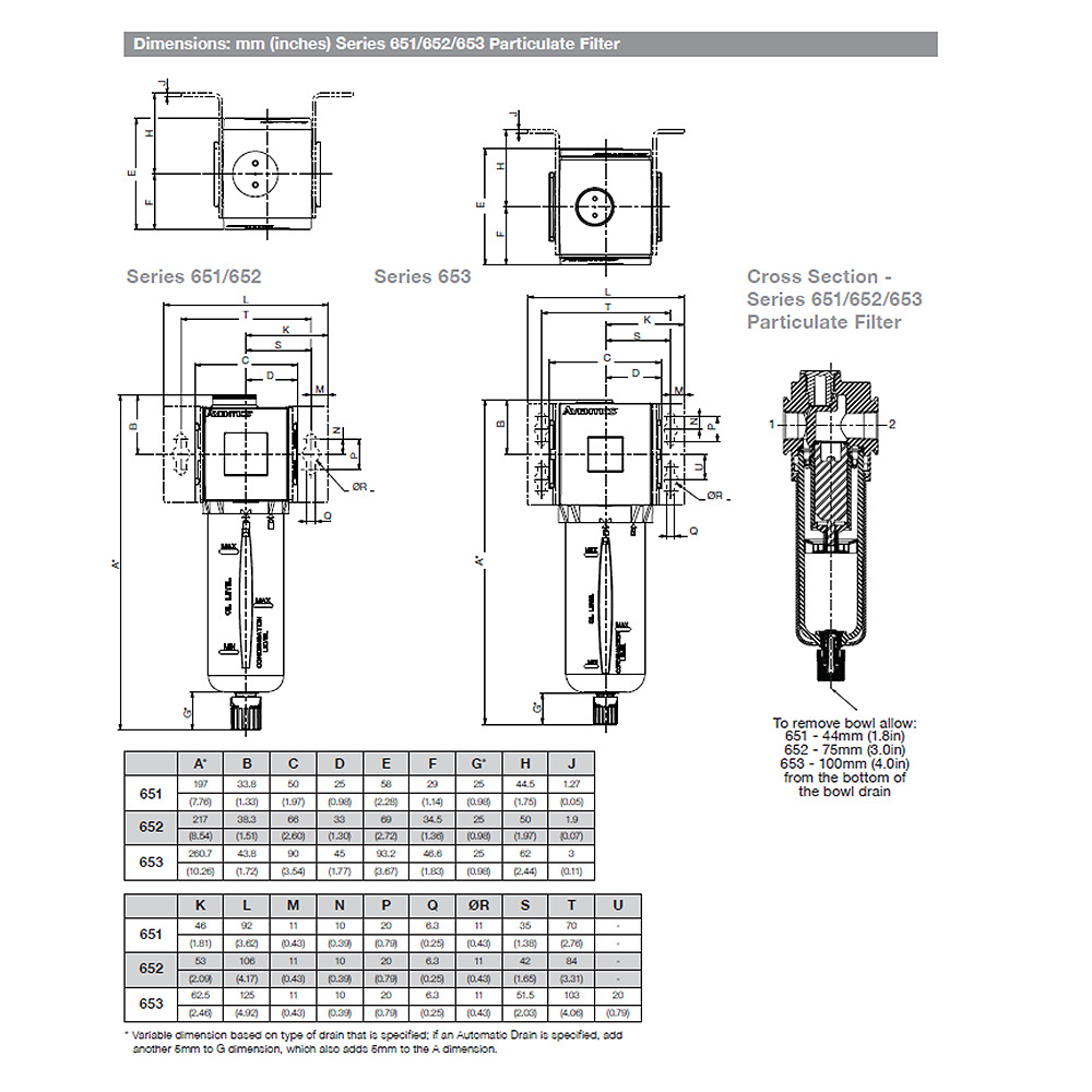 8652ABBP4JA000N NUMATICS/AVENTICS PARTICULATE FILTER 652 SERIES 1/2" NPT, 5MIC, PB W/BG, SEMI AD